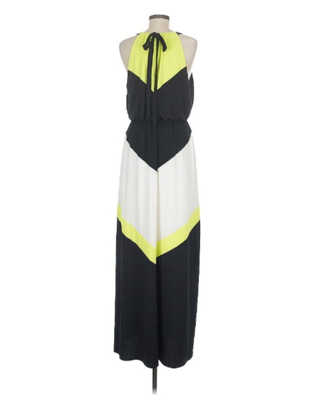 Size 8 Vince Camuto Black White and Yellow Colorblock Maxi Dress - Picture 4 of 5
